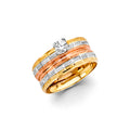 14K Yellow White Rose Gold Ladies CZ Engagement Ring