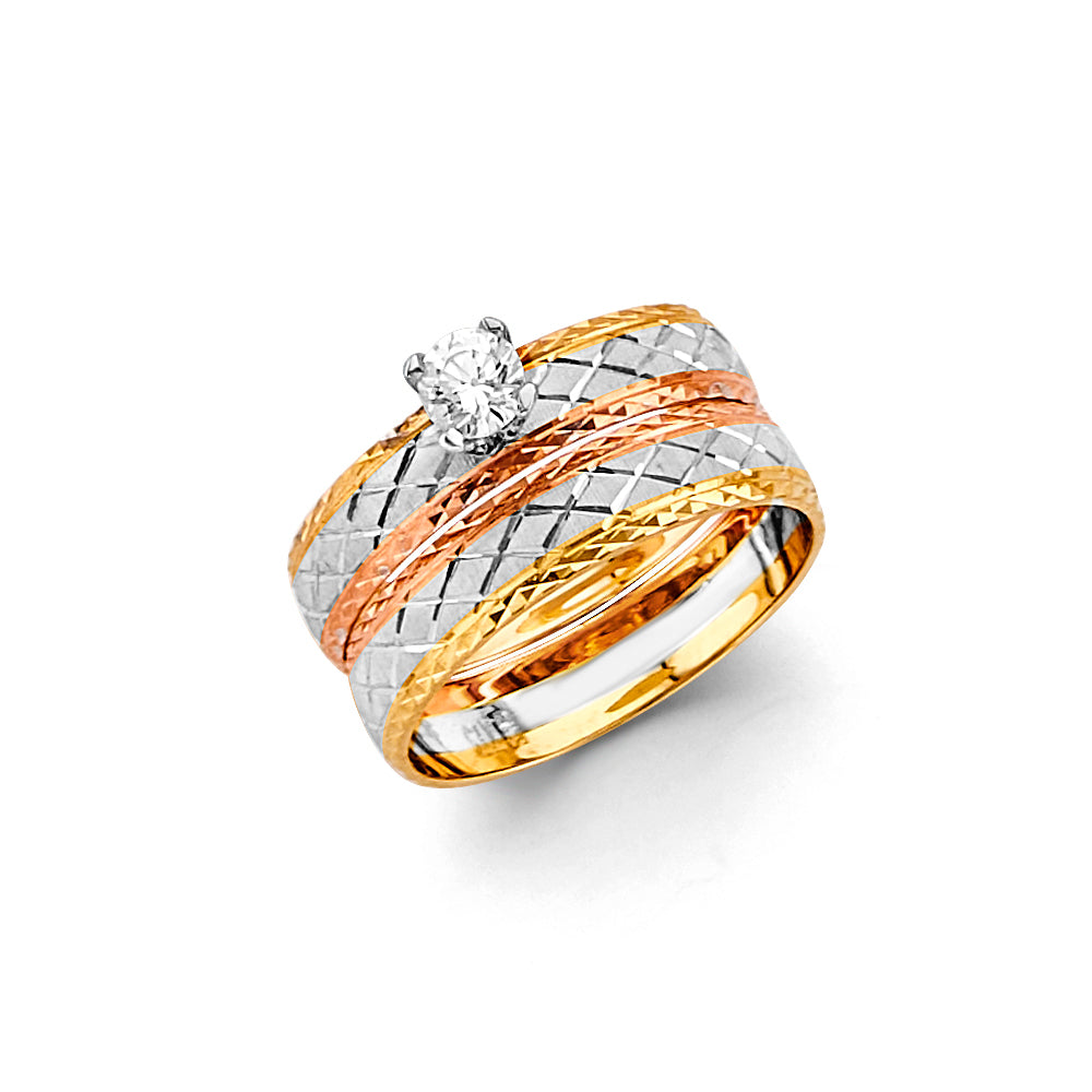 14K Yellow White Rose Gold Ladies Wedding Band