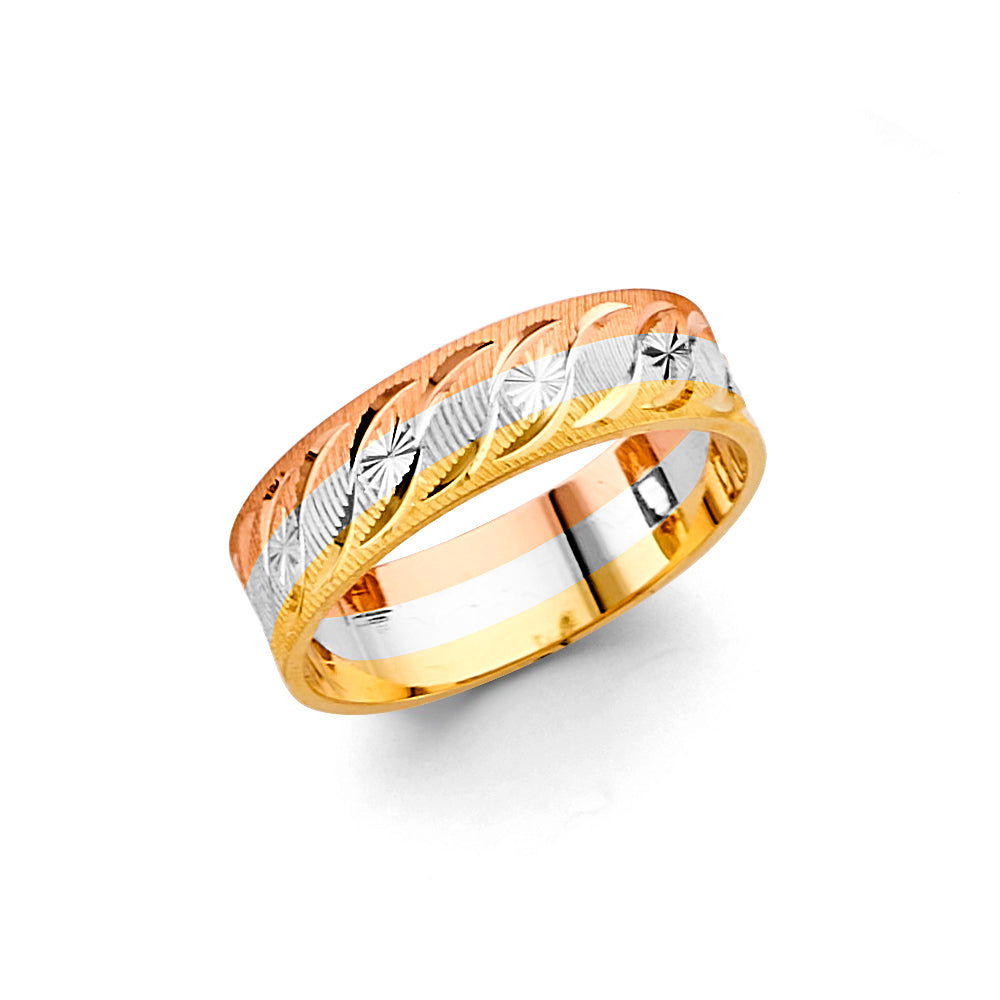 14K Yellow White Rose Gold Men Wedding Band