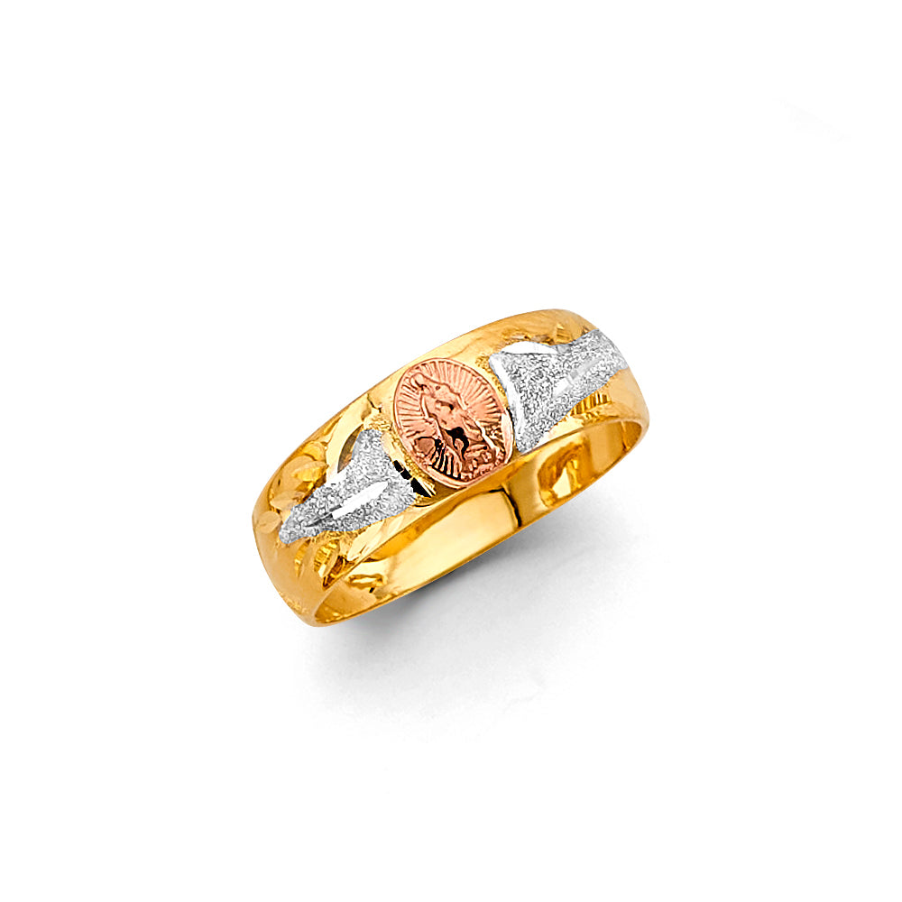 14K Yellow White Rose Gold 6 mm Lit Tapered Guadalupe Bnd