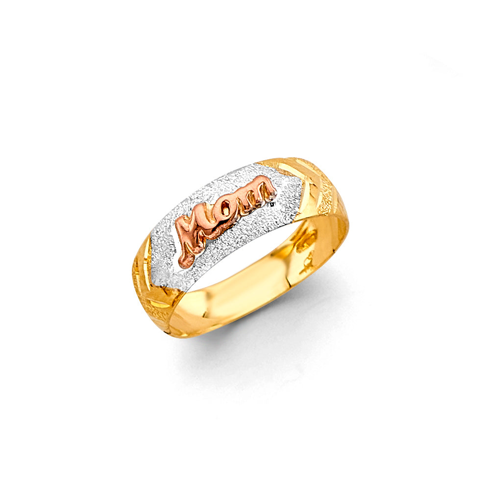 14K Yellow White Rose Gold 6 mm Lit Tapered Mom Bnd