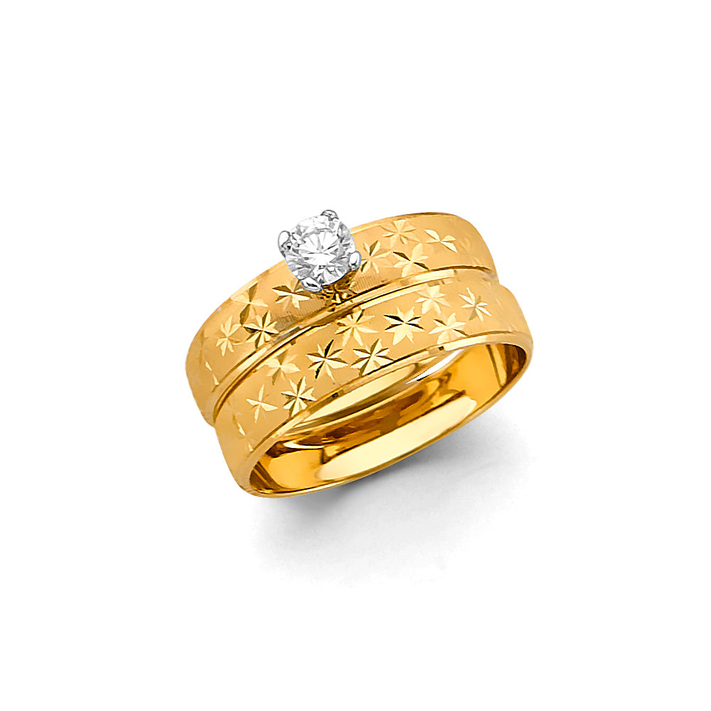 14K Yellow Gold Ladies CZ Engagement Ring