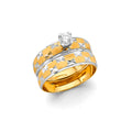 14K Two Tone Gold Ladies CZ Engagement Ring