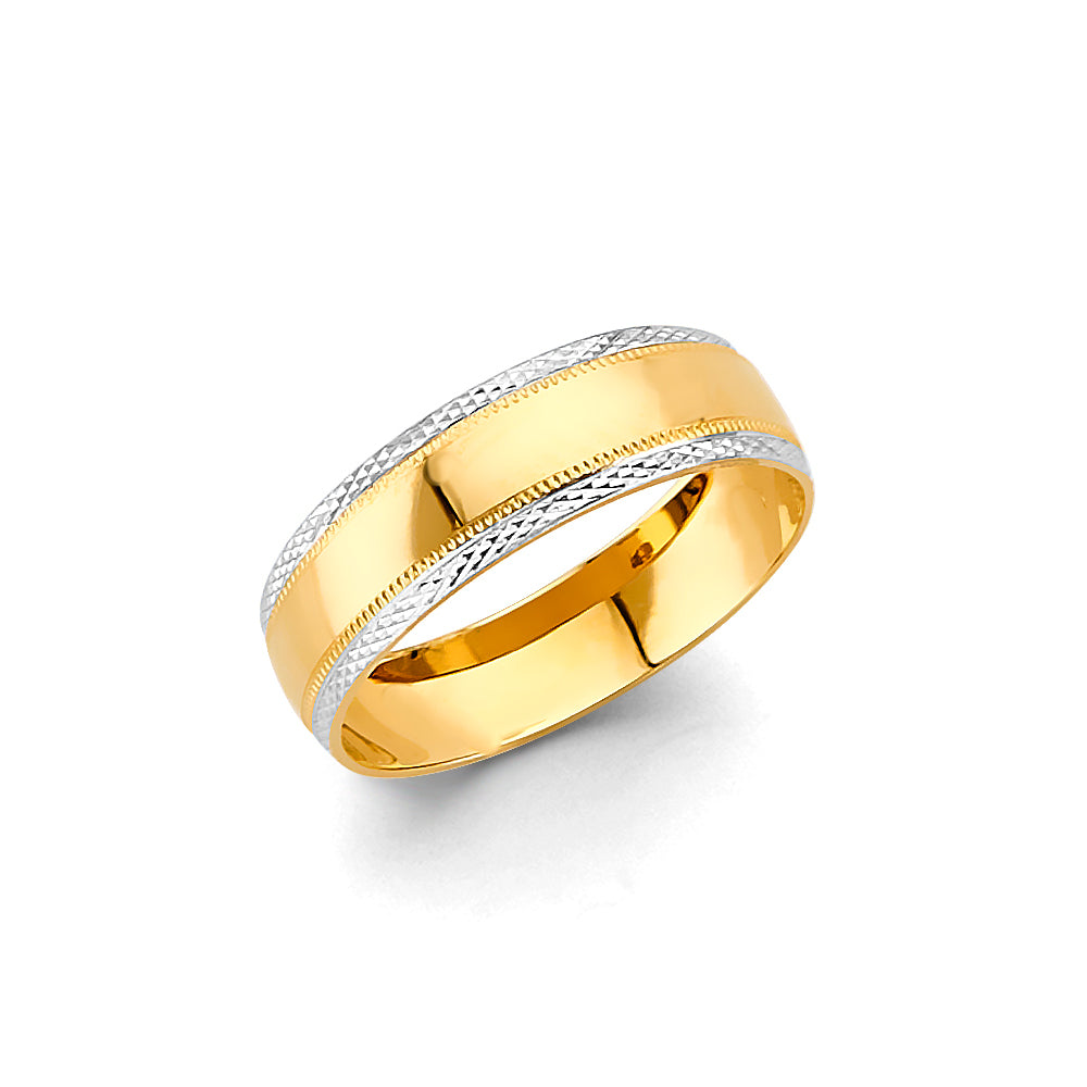 14K Two Tone Gold Men Wedding Band