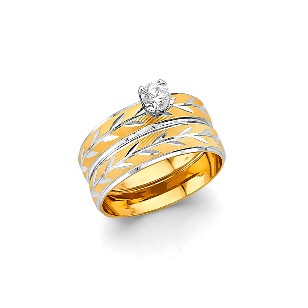 14K Two Tone Gold Ladies Wedding Band