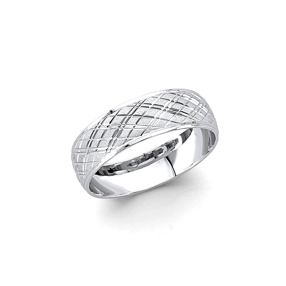 14K White Gold Men Wedding Band