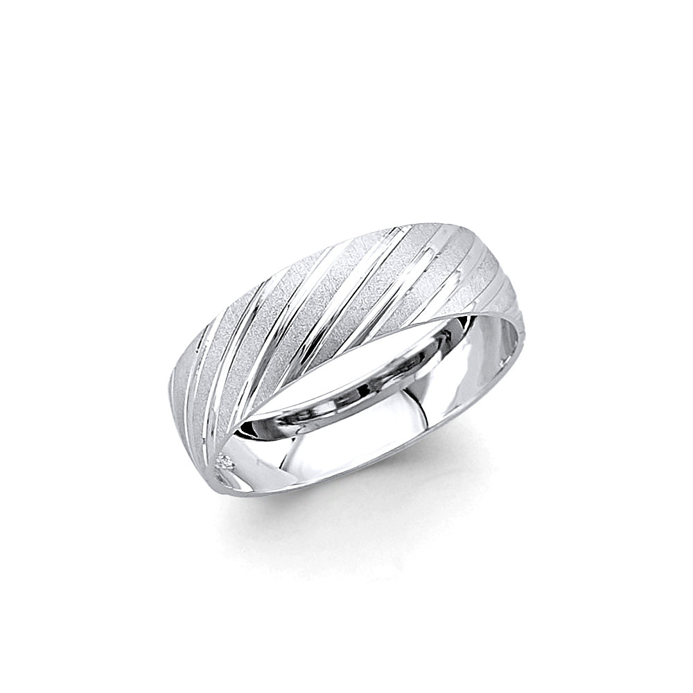 14K White Gold Men Wedding Band