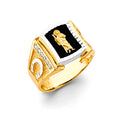 14K Two Tone Gold Onyx St. Jude Men'S CZ Ring