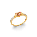 14K Yellow White Rose Gold Claddagh Ring