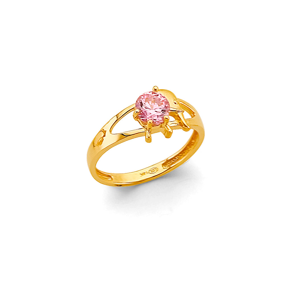 14K Yellow Gold Babies CZ Ring