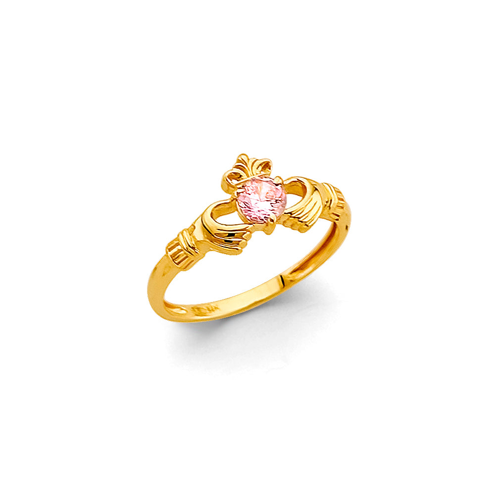 14K Yellow Gold Babies CZ Ring