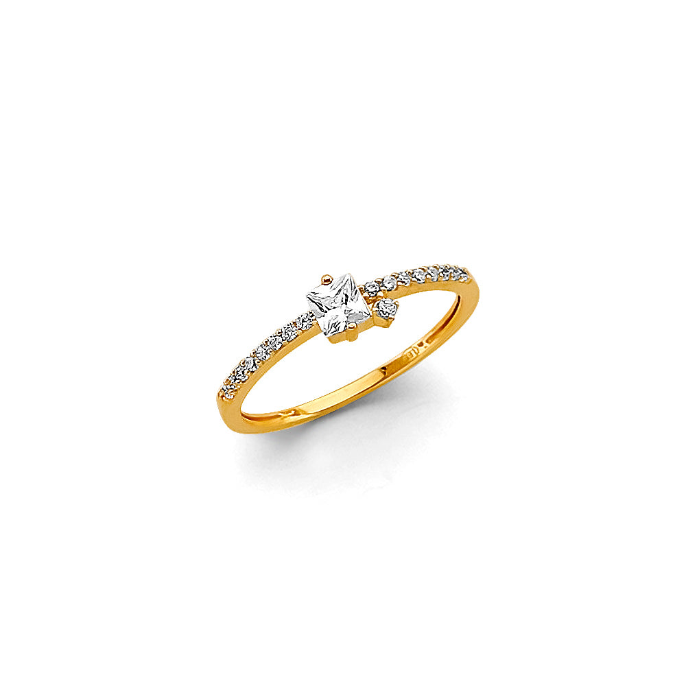 14K Two Tone Gold Babies CZ Ring