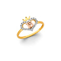 14K Yellow White Rose Gold Heart 15 Years Ring