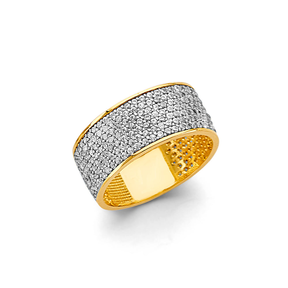 14K Two Tone Gold M-Pave Ladies CZ Ring