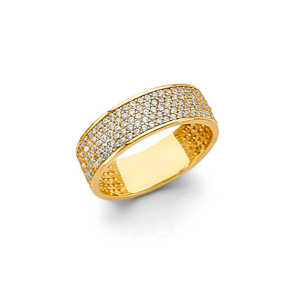 14K Yellow Gold M-Pave Ladies CZ Ring