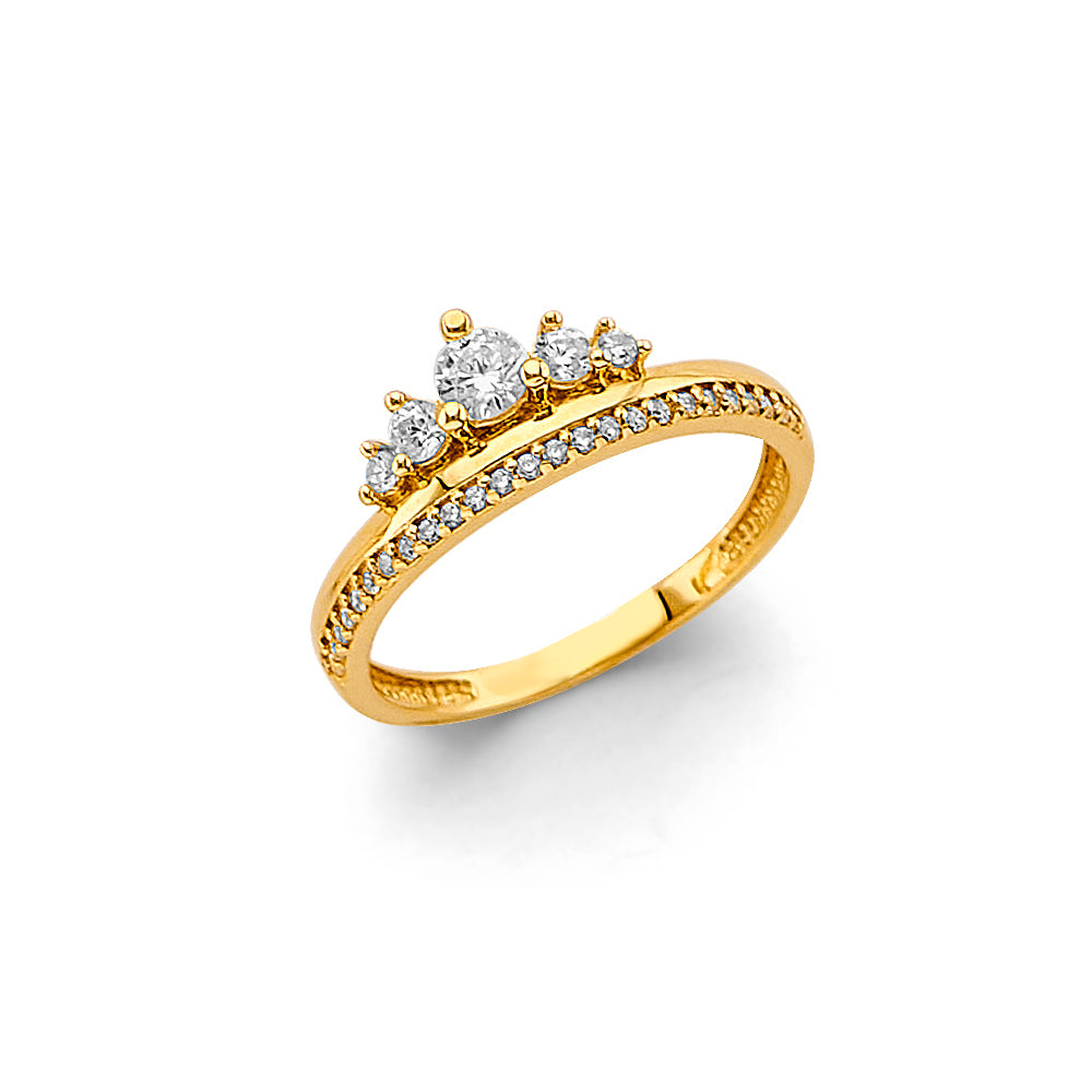 14K Yellow Gold CZ Crown Ring