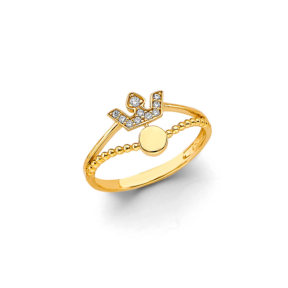 14K Yellow Gold CZ Crown Ring
