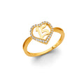 14K Yellow Gold CZ Heart 15 Years Ring