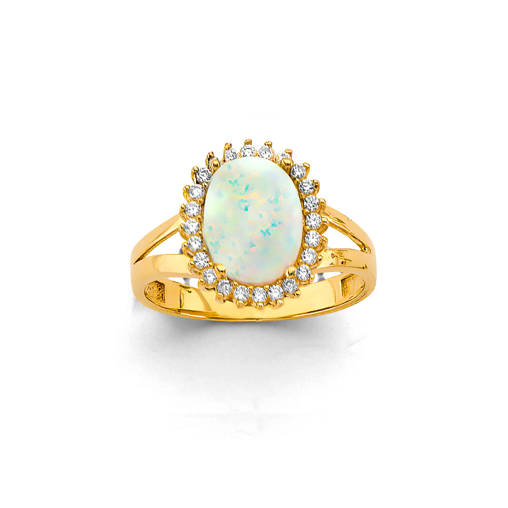 14K Yellow Gold CZ Opal Ring / Set