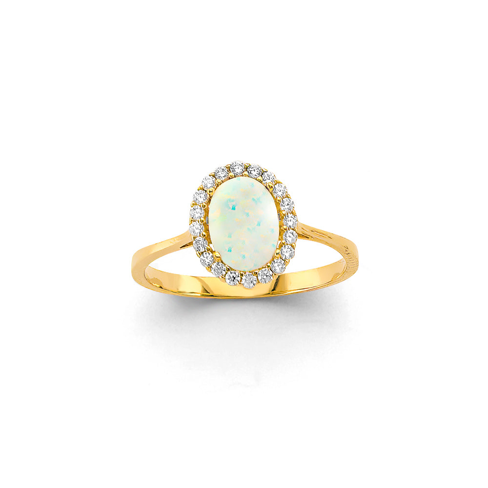 14K Yellow Gold CZ Opal Ring / Set