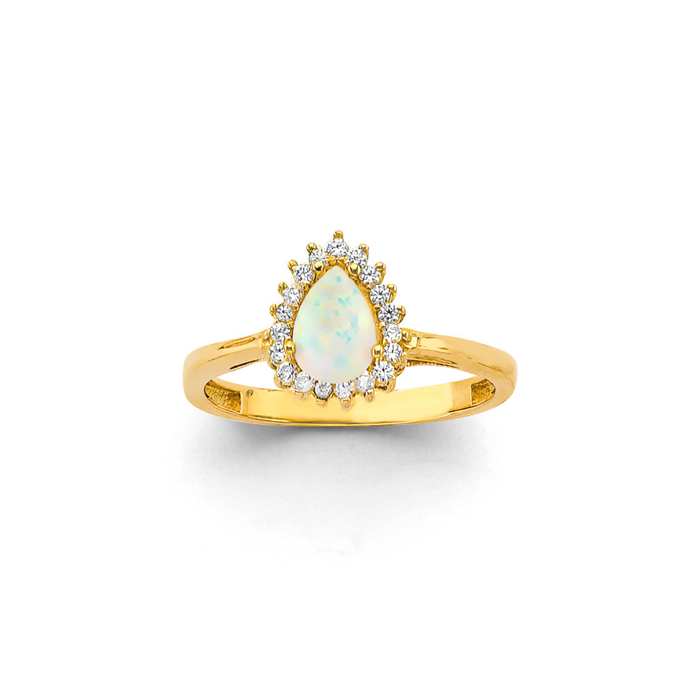 14K Yellow Gold CZ Opal Ring / Set