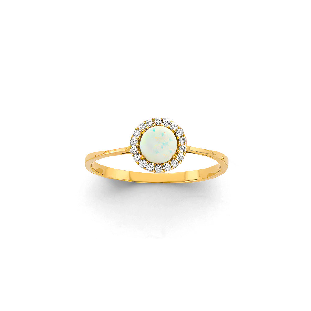 14K Yellow Gold CZ Opal Ring / Set