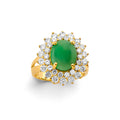14K Yellow Gold CZ Jade Ring / Set