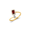 14K Two Tone Gold CZ Emerald Birthstone Ring (Jan - Dec)