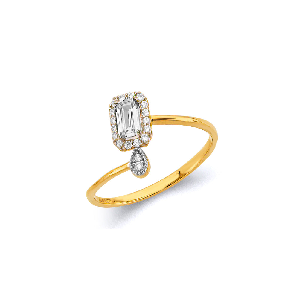 14K Two Tone Gold CZ Emerald Birthstone Ring (Jan - Dec)