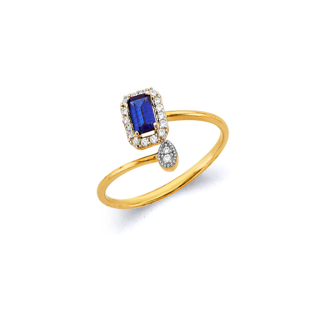 14K Two Tone Gold CZ Emerald Birthstone Ring (Jan - Dec)