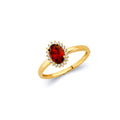 14K Yellow Gold CZ Oval Birthstone Ring (Jan - Dec)