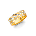 14K Two Tone Gold 6 mm Diamond Cut Tapered Wedding Band Sz 10