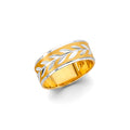 14K Two Tone Gold 6 mm Diamond Cut Tapered Wedding Band Sz 7