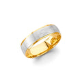 14K Two Tone Gold 6 mm Sand Polish Wedding Band Sz 10