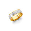 14K Two Tone Gold 6 mm Sand Polish Wedding Band Sz 7