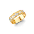 14K Two Tone Gold 6 mm Diamond Cut Wedding Band Sz 10