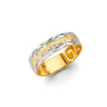 14K Two Tone Gold 6 mm Diamond Cut Wedding Band Sz 10