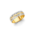 14K Two Tone Gold 6 mm Diamond Cut Wedding Band Sz 7