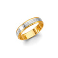 14K Two Tone Gold 5 mm Greek Design Wedding Bd Sz 10