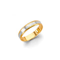 14K Two Tone Gold 4 mm Greek Design Wedding Bd Sz 7