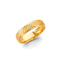 14K Yellow Gold 5 mm CZ Hammered Wedding Band Sz 10