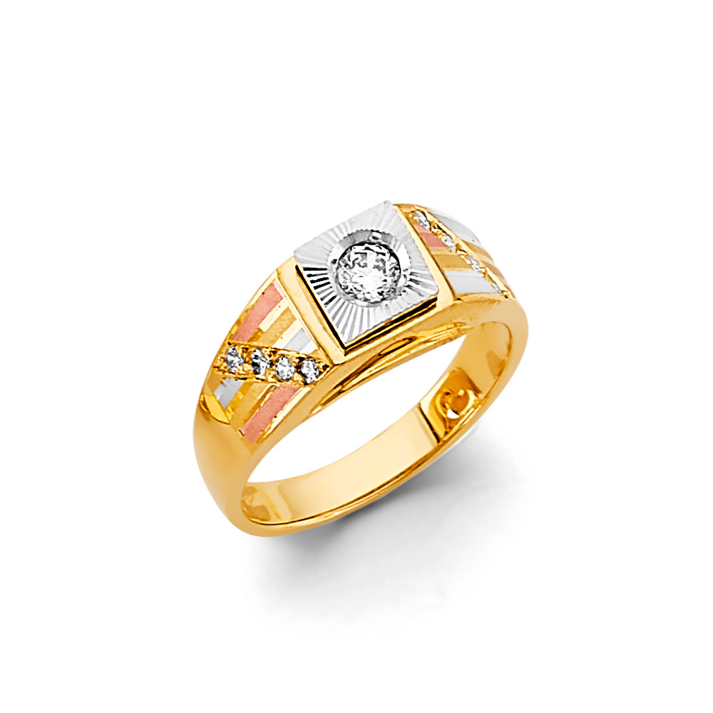 14K Yellow White Rose Gold CZ Ring