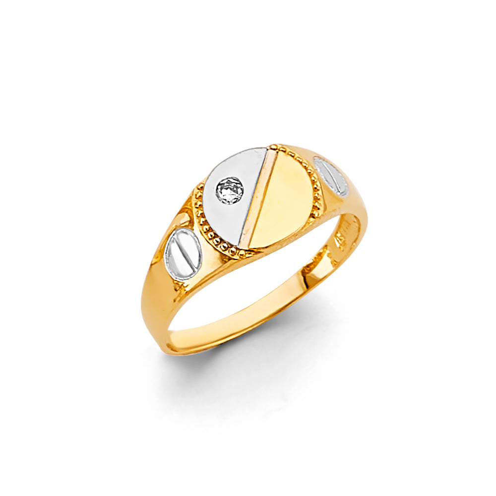 14K Two Tone Gold CZ Ring