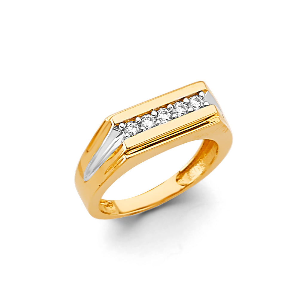 14K Two Tone Gold CZ Ring
