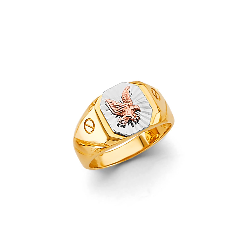 14K Yellow White Rose Gold Eagle Ring