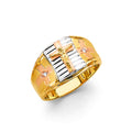 14K Yellow White Rose Gold Cross Men'S CZ Ring