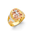 14K Yellow White Rose Gold Anchor Men'S CZ Ring