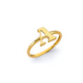 14K Yellow Gold Polish Initial Ring (Letter A - Z)