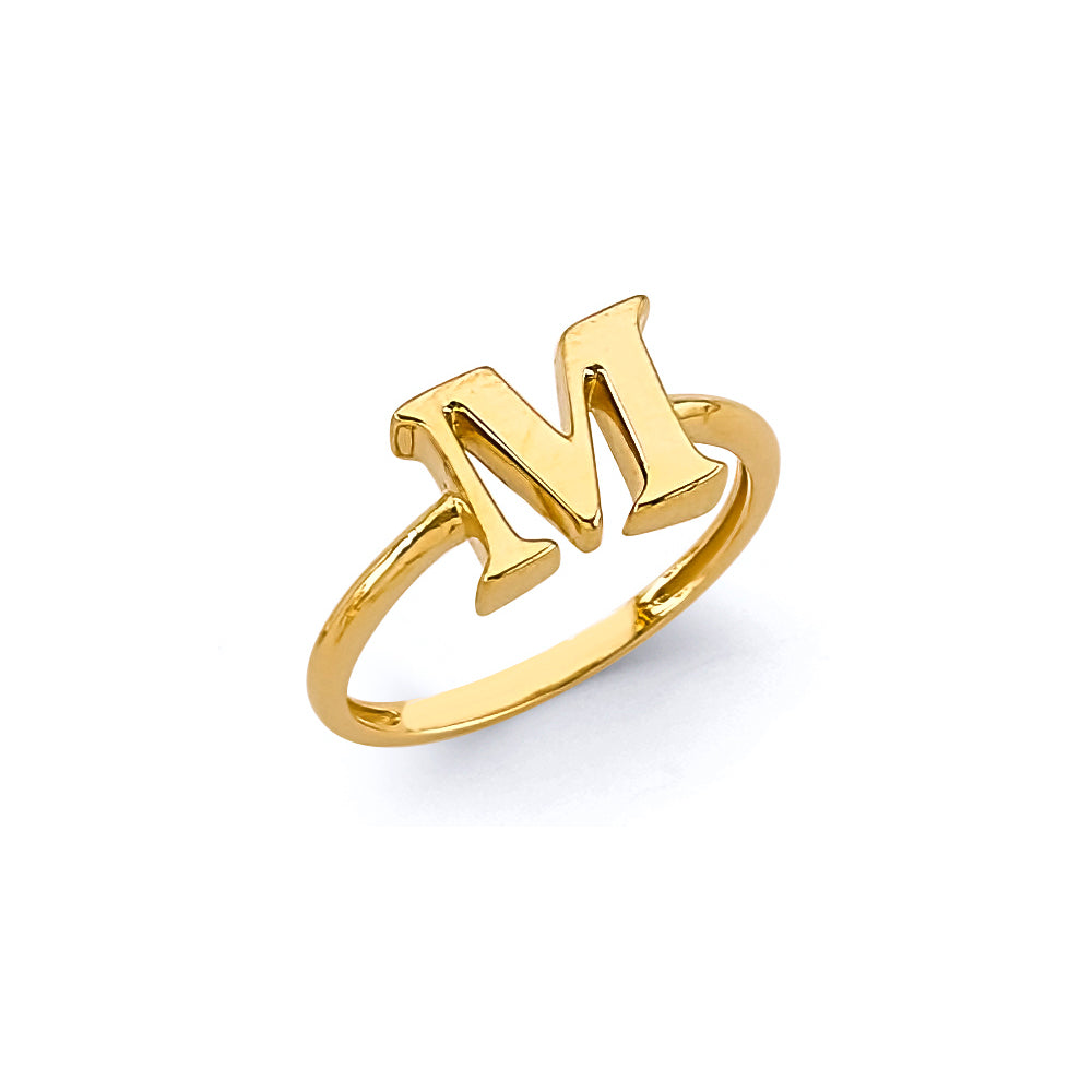 14K Yellow Gold Polish Initial Ring (Letter A - Z)