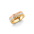 14K Yellow White Rose Gold 6 mm Lined CZ Wedding Band Sz 7
